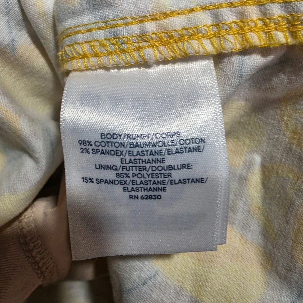 Lands End Yellow Lemon Print Skort Womens 16W‎ Gingham Cotton Blend Pockets
